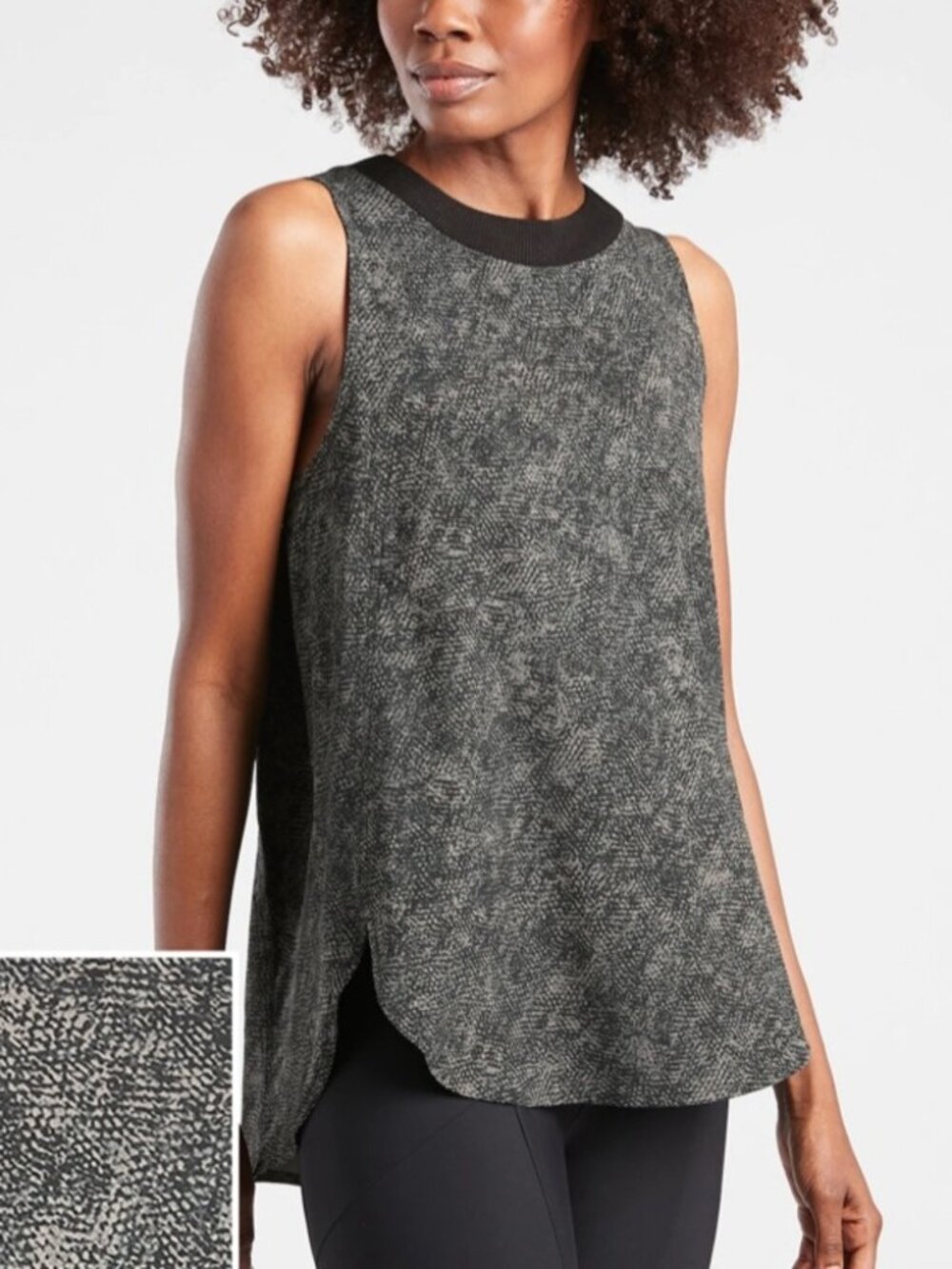 Athleta Zephyr Refined Tank Top 3X Viper Black Snake UPF 50+ Athleisure Active